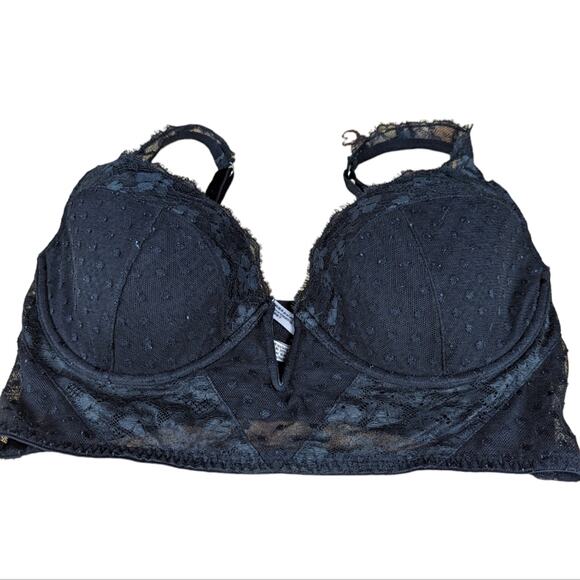 Victoria's Secret Dream Angels V Cut Corset Bra Black Lace Underwire - Size 36DD - Picture 2 of 7